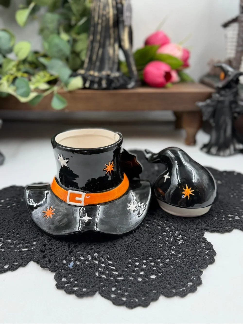 10 strawberry street witch hat ceramic candy dish halloween decor
